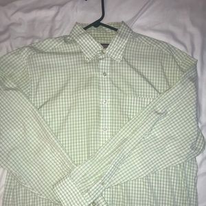 VV button down green and white checkered, Large